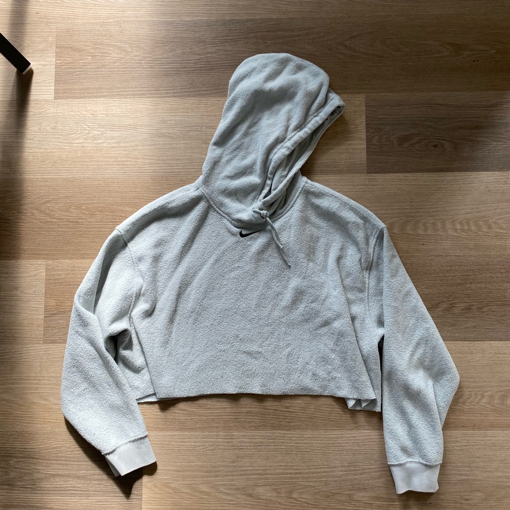 nike cropped terry cloth hoodie size large